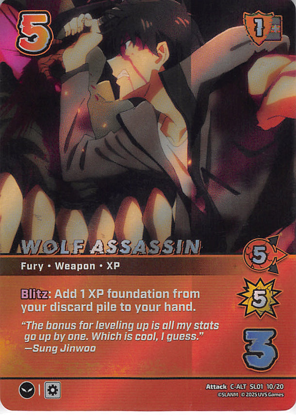 Solo Leveling Trading Card - SL01 10/20 C-ALT UniVersus (FOIL) Wolf Assassin (DEFECT) (Sung Jinwoo) - Cherden's Doujinshi Shop - 1