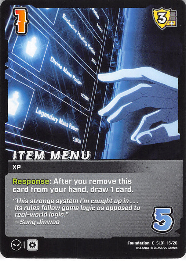 Solo Leveling Trading Card - SL01 16/20 C UniVersus Item Menu (Item Menu) - Cherden's Doujinshi Shop - 1