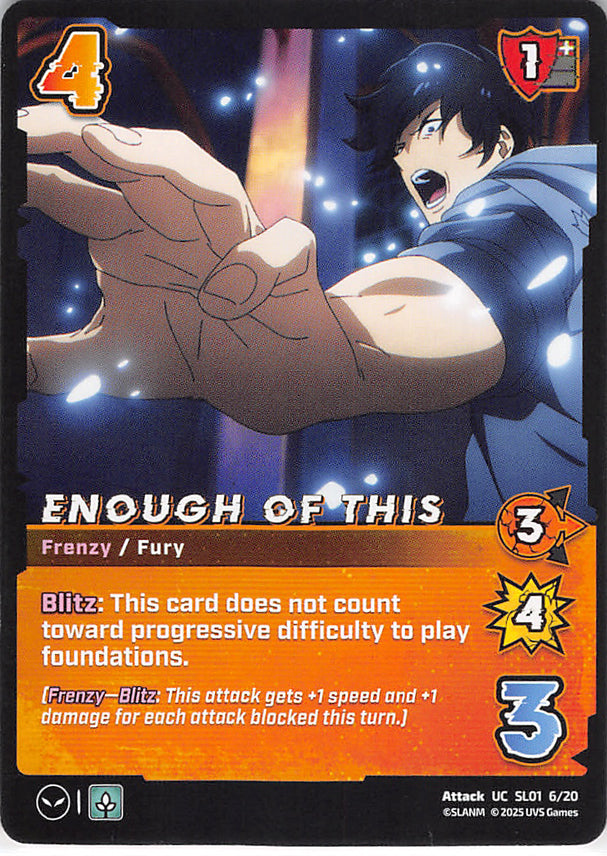 Solo Leveling Trading Card - SL01 6/20 UC UniVersus Enough of This (Sung Jinwoo) - Cherden's Doujinshi Shop - 1