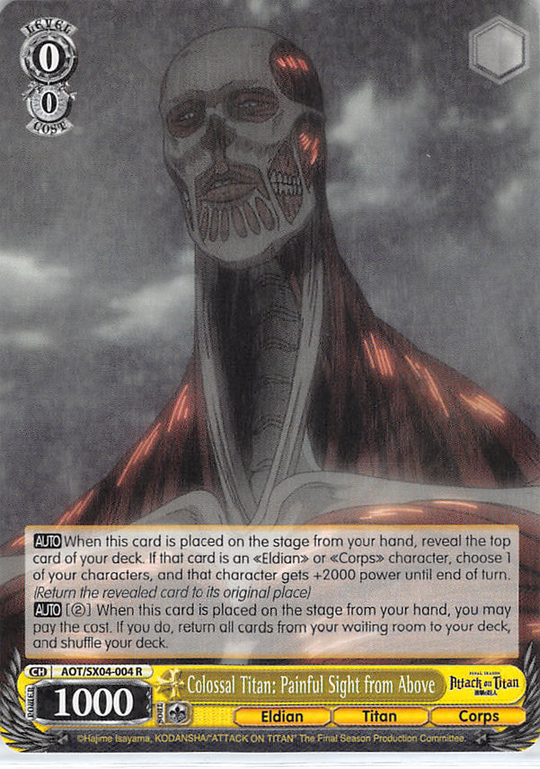 Attack on Titan Trading Card - AOT/SX04-004 R Weiss Schwarz (HOLO) Colossal Titan: Painful Sight from Above (Colossal Titan) - Cherden's Doujinshi Shop - 1