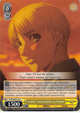 Attack on Titan Trading Card - AOT/SX04-015 C Weiss Schwarz Armin: Conversation at Sunset (Armin) - Cherden's Doujinshi Shop - 1