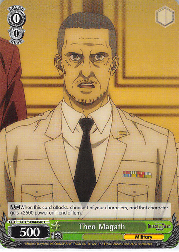 Attack on Titan Trading Card - AOT/SX04-040 C Weiss Schwarz Theo Magath (Theo Magath) - Cherden's Doujinshi Shop - 1