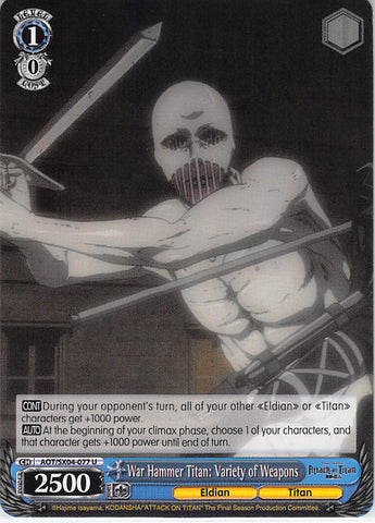 Attack on Titan Trading Card - AOT/SX04-077 U Weiss Schwarz War Hammer Titan: Variety of Weapons (War Hammer Titan) - Cherden's Doujinshi Shop - 1