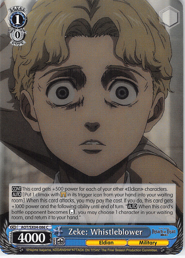 Attack on Titan Trading Card - AOT/SX04-086 C Weiss Schwarz Zeke: Whistleblower (Zeke Jaeger) - Cherden's Doujinshi Shop - 1
