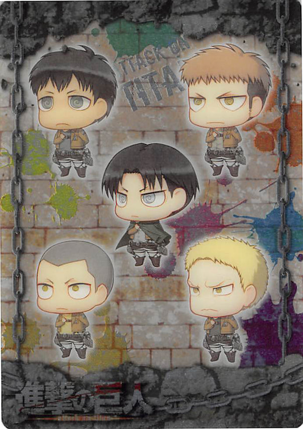 Attack on Titan Trading Card - ATW-I-06 Metallic FOIL Wafer Choco Levi Jean Connie Bertolt and Reiner (Levi Ackerman) - Cherden's Doujinshi Shop - 1