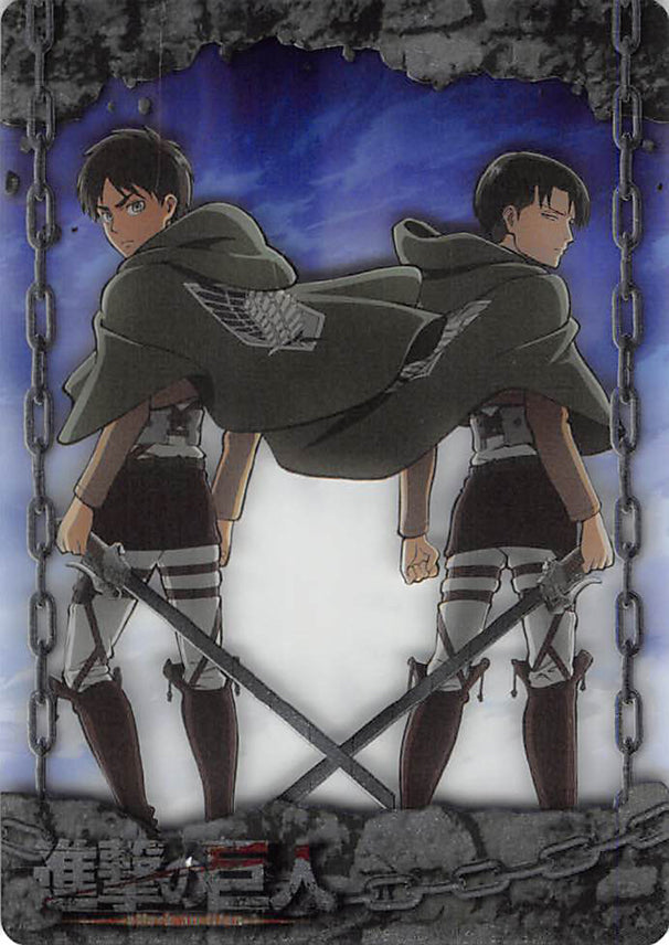 Attack on Titan Trading Card - ATW-I-12 Metallic FOIL Wafer Choco Levi x Eren (Levi Ackerman) - Cherden's Doujinshi Shop - 1