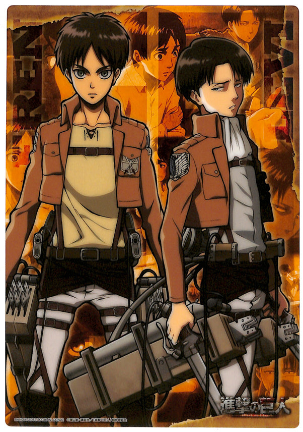 Attack on Titan Clear Plate - Jumbo Carddass Visual Art Bromide 2 Type 1 Eren and Levi (Eren) - Cherden's Doujinshi Shop - 1