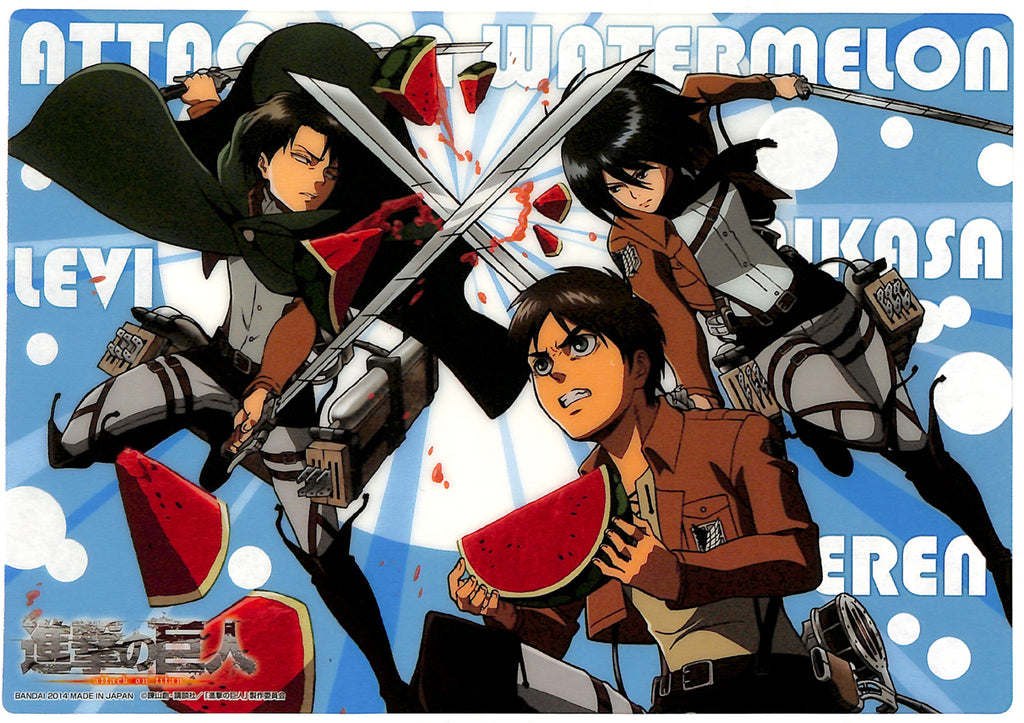 Attack on Titan Clear Plate - Jumbo Carddass Visual Art Bromide 3 Type 15 Watermelon Levi Mikasa Eren (Levi) - Cherden's Doujinshi Shop - 1