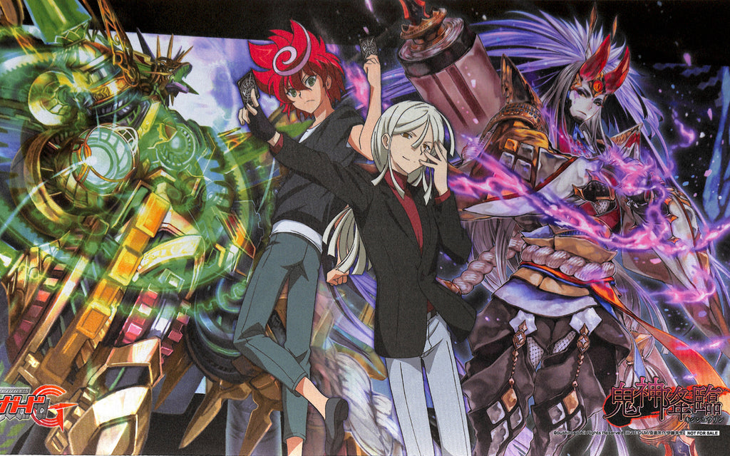 Cardfight Vanguard Playmat - Demonic Advent BT11 Promo Playmat Chrono Shindou and Kazumi Onimaru (Chrono Shindou) - Cherden's Doujinshi Shop - 1