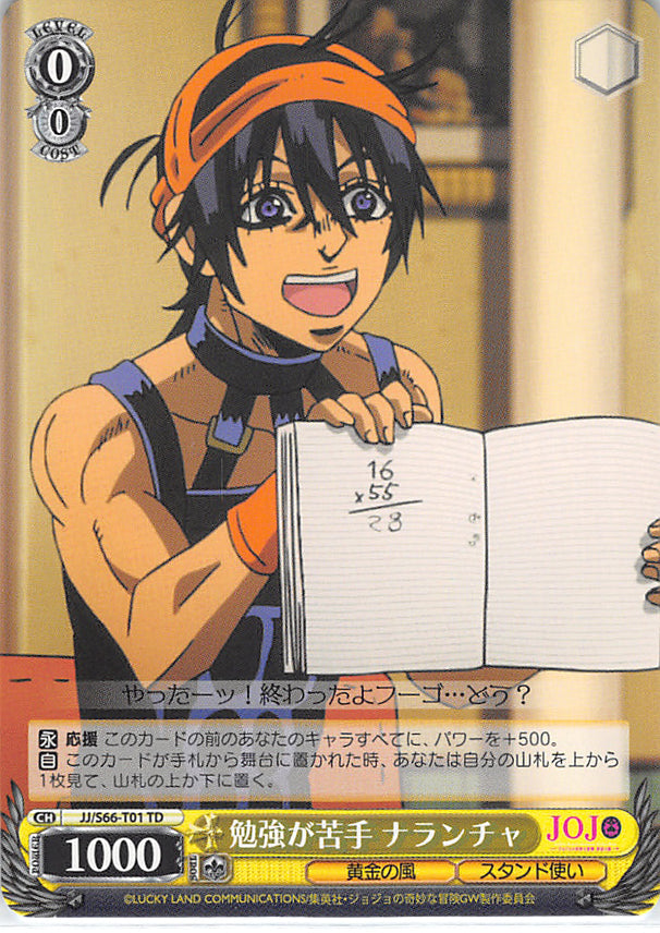JoJo's Bizarre Adventure Trading Card - JJ/S66-T01 TD Weiss Schwarz Bad at Studying Narancia (CH) (Narancia) - Cherden's Doujinshi Shop - 1