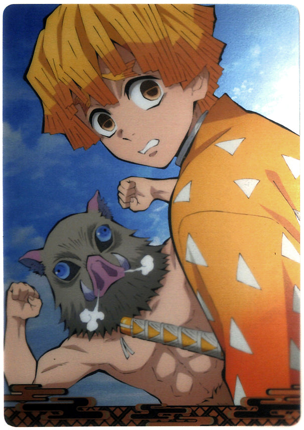 Demon Slayer Pencil Board - Ichiban Kuji Kimetsu no Yaiba 4 H Prize Metallic Art Panel 6 Zenitsu Agatsuma and Inosuke Hashibira (Inosuke Hashibira) - Cherden's Doujinshi Shop - 1