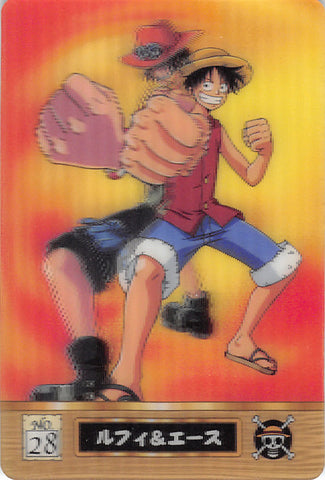 One Piece Trading Card - No.28 Lenticular Gumi King of Pirates Gummy Card Part 2: Luffy & Ace (Portgas D. Ace) - Cherden's Doujinshi Shop - 1