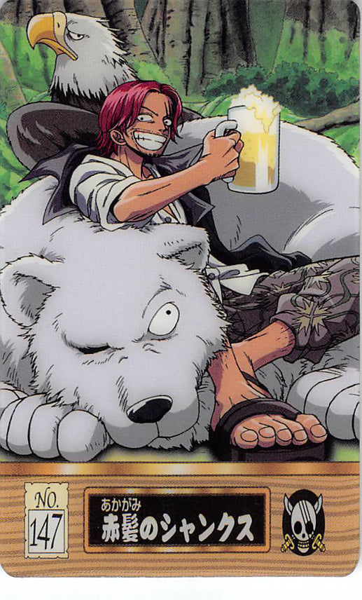One Piece Trading Card - New King of Pirates Gumi Part 4: No. 147 Red-Haired Shanks Bandai (Shanks) - Cherden's Doujinshi Shop - 1