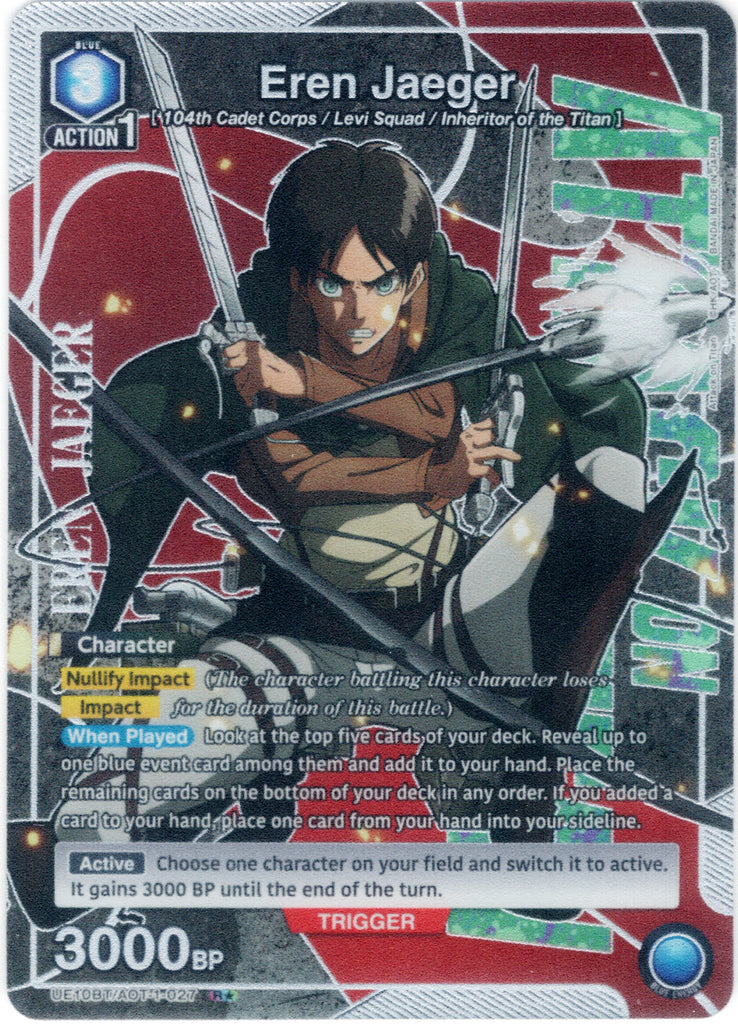 Attack on Titan Trading Card - UE10BT/AOT-1-027 R* Union Arena (FOIL) Eren Jaeger (Eren / Eren Jaeger / Eren Yeager)