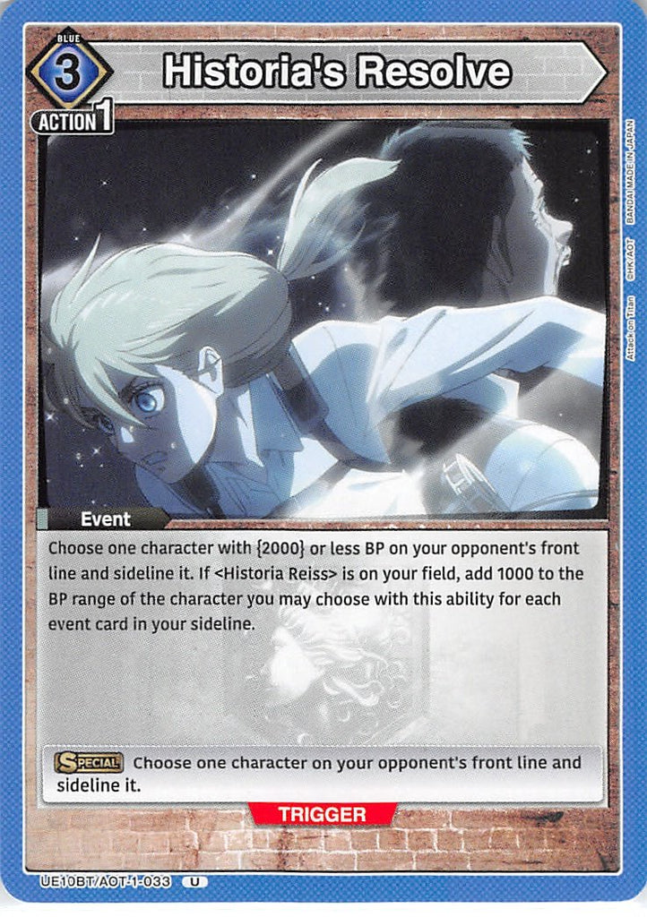 Attack on Titan Trading Card - UE10BT/AOT-1-033 U Union Arena Historia's Resolve (Historia) - Cherden's Doujinshi Shop - 1