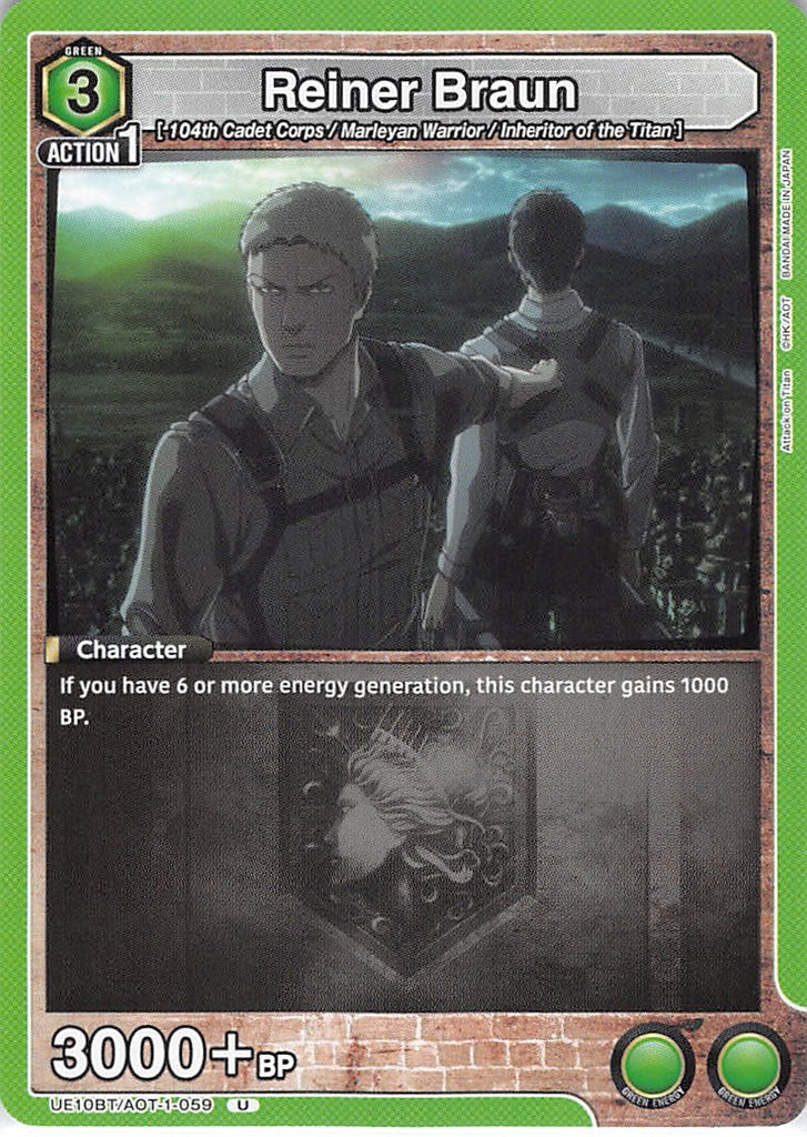 Attack on Titan Trading Card - UE10BT/AOT-1-059 U Union Arena Reiner Braun (Reiner Braun) - Cherden's Doujinshi Shop - 1