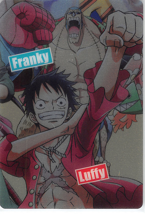 One Piece Trading Card - M005 Metallic Wafer Choco (FOIL) Punk Hazard Arc Super Combo Card: Franky & Luffy (Luffy) - Cherden's Doujinshi Shop - 1