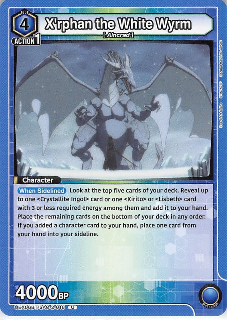 Sword Art Online Trading Card - UEX06BT/SAO-2-018 U Union Arena X'rphan the White Wyrm (X'rphan the White Wyrm) - Cherden's Doujinshi Shop - 1