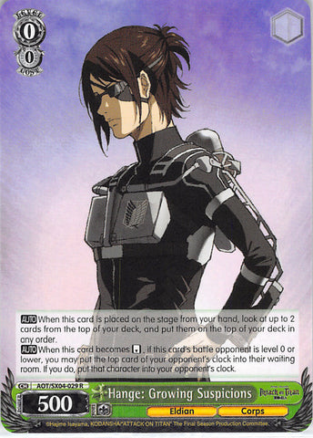 Attack on Titan Trading Card - AOT/SX04-029 R Weiss Schwarz (HOLO) Hange: Growing Suspicions (Hange Zoe) - Cherden's Doujinshi Shop - 1