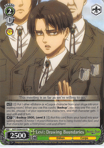 Attack on Titan Trading Card - AOT/SX04-033 R Weiss Schwarz (HOLO) Levi: Drawing Boundaries (Levi) - Cherden's Doujinshi Shop - 1