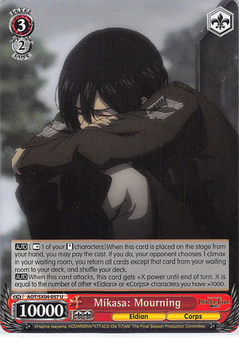 Attack on Titan Trading Card - AOT/SX04-057 U Weiss Schwarz Mikasa: Mourning (Mikasa) - Cherden's Doujinshi Shop - 1