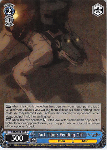 Attack on Titan Trading Card - AOT/SX04-088 C Weiss Schwarz Cart Titan: Fending Off (Cart Titan) - Cherden's Doujinshi Shop - 1