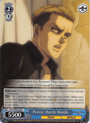 Attack on Titan Trading Card - AOT/SX04-090 C Weiss Schwarz Porco: Harsh Words (Porco) - Cherden's Doujinshi Shop - 1