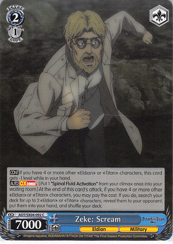 Attack on Titan Trading Card - AOT/SX04-092 C Weiss Schwarz Zeke: Scream (Zeke Jaeger) - Cherden's Doujinshi Shop - 1