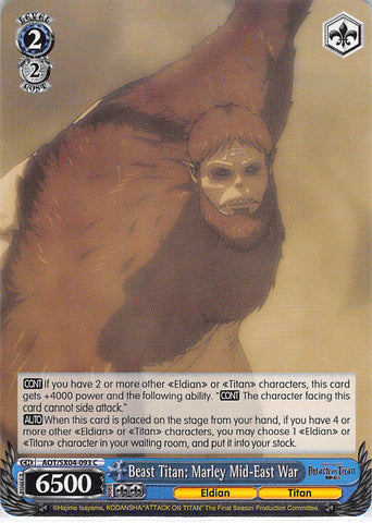 Attack on Titan Trading Card - AOT/SX04-093 C Weiss Schwarz Beast Titan: Marley Mid-East War (Beast Titan) - Cherden's Doujinshi Shop - 1