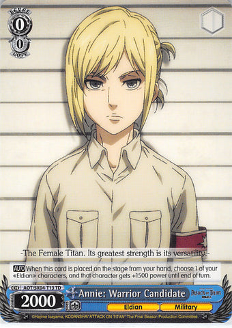Attack on Titan Trading Card - AOT/SX04-T13 TD Weiss Schwarz Annie: Warrior Candidate (Annie Leonhart) - Cherden's Doujinshi Shop - 1
