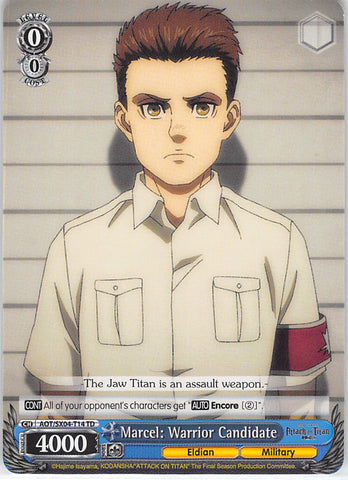 Attack on Titan Trading Card - AOT/SX04-T14 TD Weiss Schwarz Marcel: Warrior Candidate (Marcel Galliard) - Cherden's Doujinshi Shop - 1