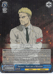 Attack on Titan Trading Card - AOT/SX04-T19S SR Weiss Schwarz (FOIL) Reiner: Man on a Mission (Reiner Braun) - Cherden's Doujinshi Shop - 1