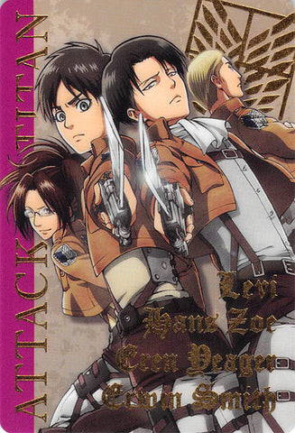 Attack on Titan Trading Card - Wafer Angriff.1 Special Card 21: Levi / Hans Zoe / Eren Yeager / Erwin Smith (FOIL) (Levi) - Cherden's Doujinshi Shop - 1