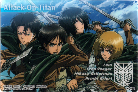 Attack on Titan Trading Card - Wafers: No.15 Normal Wafers Levi Eren Mikasa and Armin (Eren Yeager) - Cherden's Doujinshi Shop - 1