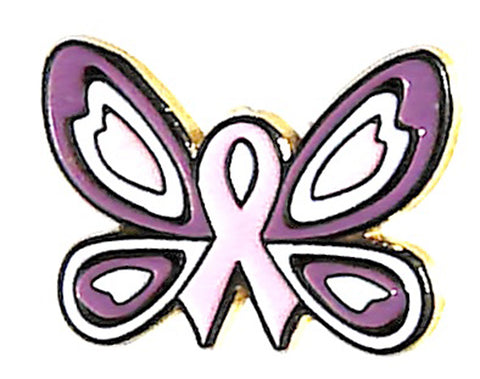 Breast Cancer Awareness Pin - Positive Promotions Breast Cancer Pink Ribbon Butterfly Lapel Pin (Pink Ribbon) - Cherden's Doujinshi Shop - 1