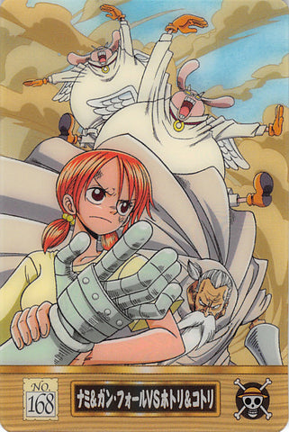 One Piece Trading Card - No.168 Normal Gumi New King of Pirates Gummy Card Part 5: Nami & Gan Fall VS Hotori & Kotori (Nami) - Cherden's Doujinshi Shop - 1