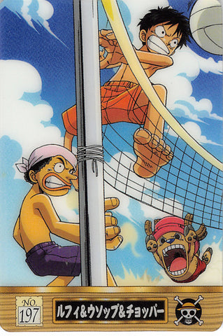 One Piece Trading Card - No.197 Normal Gumi New King of Pirates Gummy Card Part 6: Luffy & Usopp & Chopper (DAMAGED) (Monkey D. Luffy) - Cherden's Doujinshi Shop - 1