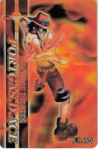 One Piece Trading Card - New King of Pirates Gumi Part 3: No. 104 Portgas. D. Ace (Lenticular) Bandai (Ace) - Cherden's Doujinshi Shop - 1