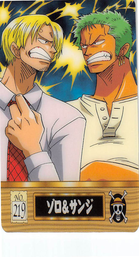 One Piece Trading Card - New King of Pirates Gumi Part 7: No. 219 Zoro & Sanji Bandai (Zoro x Sanji) - Cherden's Doujinshi Shop - 1