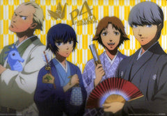 Persona 4 Clear Plate - Persona4 the Animation Jumbo Carddass A5 Clear Plate Collection: Gold Metallic Embossing Plate 7 Kanji Naoto Yosuke and Yu (Kanji Tatsumi) - Cherden's Doujinshi Shop - 1