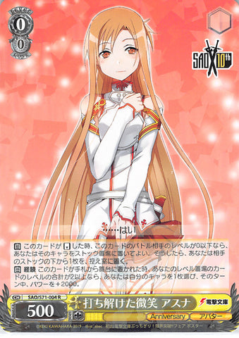 Sword Art Online Trading Card - SAO/S71-004 R Weiss Schwarz (HOLO) Asuna Casual Smile (CH) (Asuna Yuuki) - Cherden's Doujinshi Shop - 1