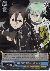 Sword Art Online Trading Card - SAO/SE26-33 C Weiss Schwarz (FOIL) In the Face of Death Kirito & Sinon (CH) (Kirito) - Cherden's Doujinshi Shop - 1