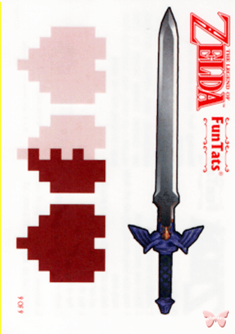 Legend of Zelda Tattoo - FunTats Tattoo 9 of 9 Master Sword and Heart Containers (Master Sword) - Cherden's Doujinshi Shop - 1